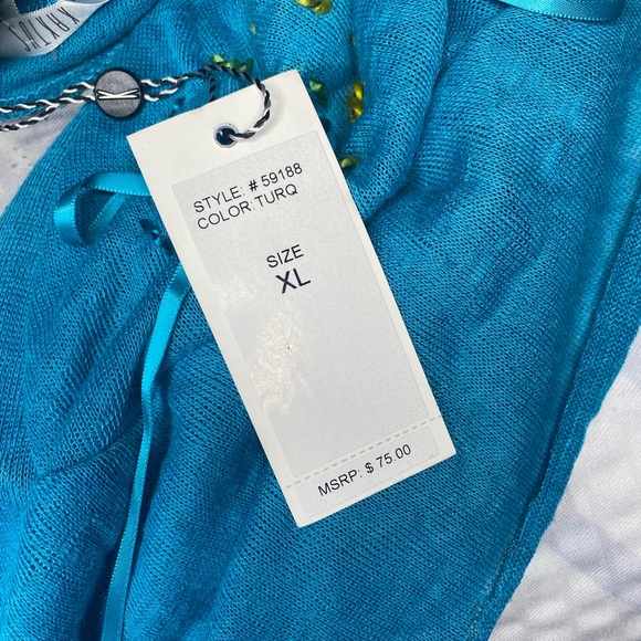 Turquoise & White Knit Sleeveless Vest / Cardigan Women’s Large by Kaktus - Picture 12 of 13